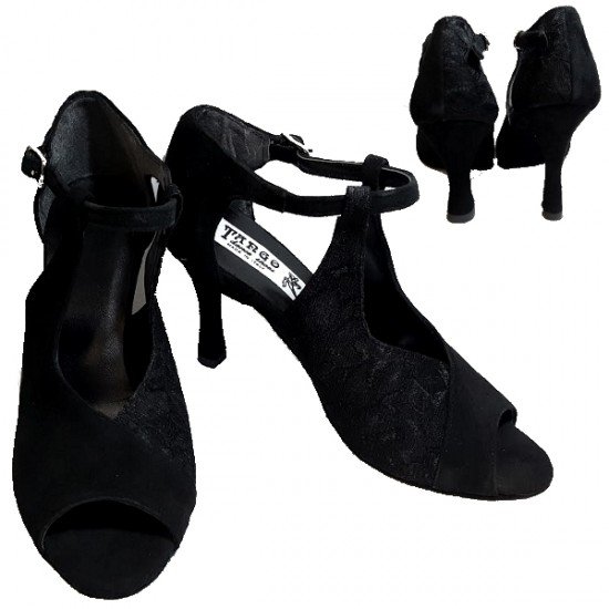 Sandalo spuntato con inserti PIZZO NERO (forma 75 S) Sandalo spuntato con inserti PIZZO NERO (forma 75 S)