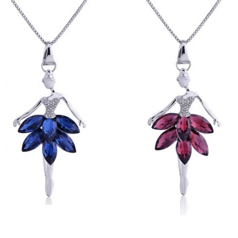 Ciondolo ballerina in argento con pietre preziose